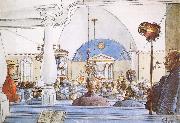 Carl Larsson At Church oil on canvas